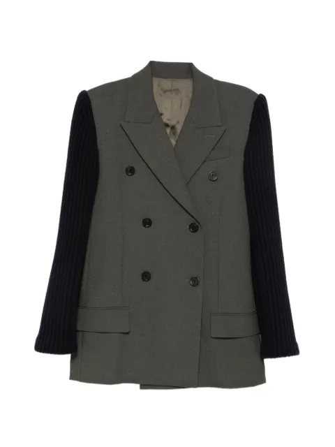 Jean Paul Gaultier double-breasted ribbed-knit sleeve jacket