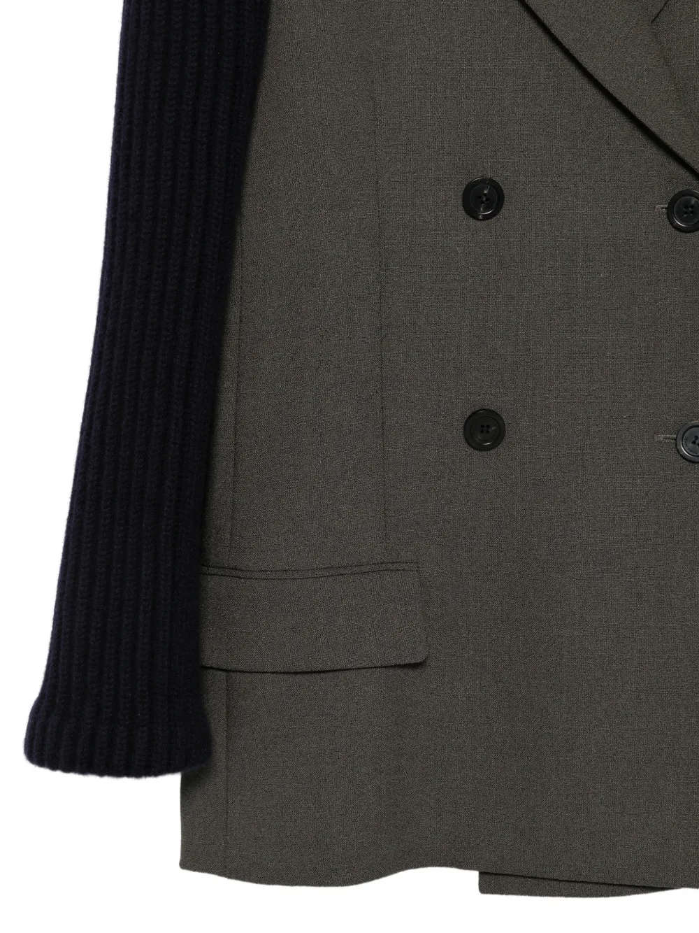 Jean Paul Gaultier double-breasted ribbed-knit sleeve jacket Groen
