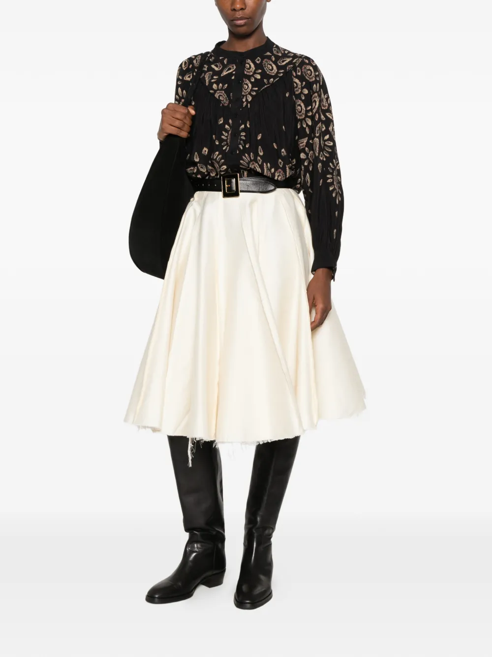 Ba&Sh Brava abstract-print pleated shirt Zwart