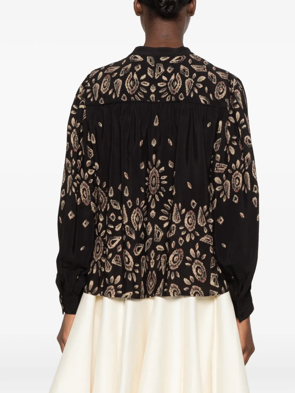 Ba&Sh Brava abstract-print pleated shirt Zwart