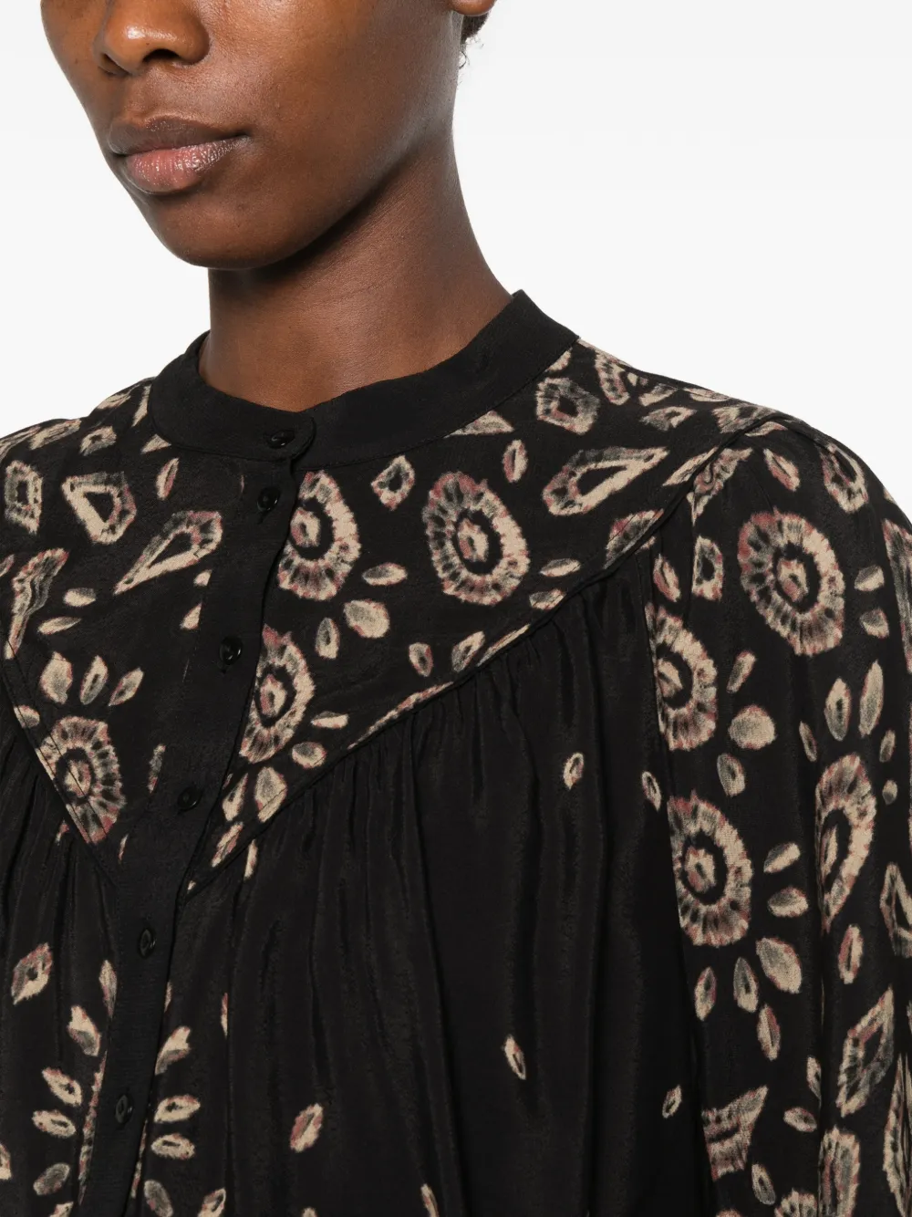 Ba&Sh Brava abstract-print pleated shirt Zwart