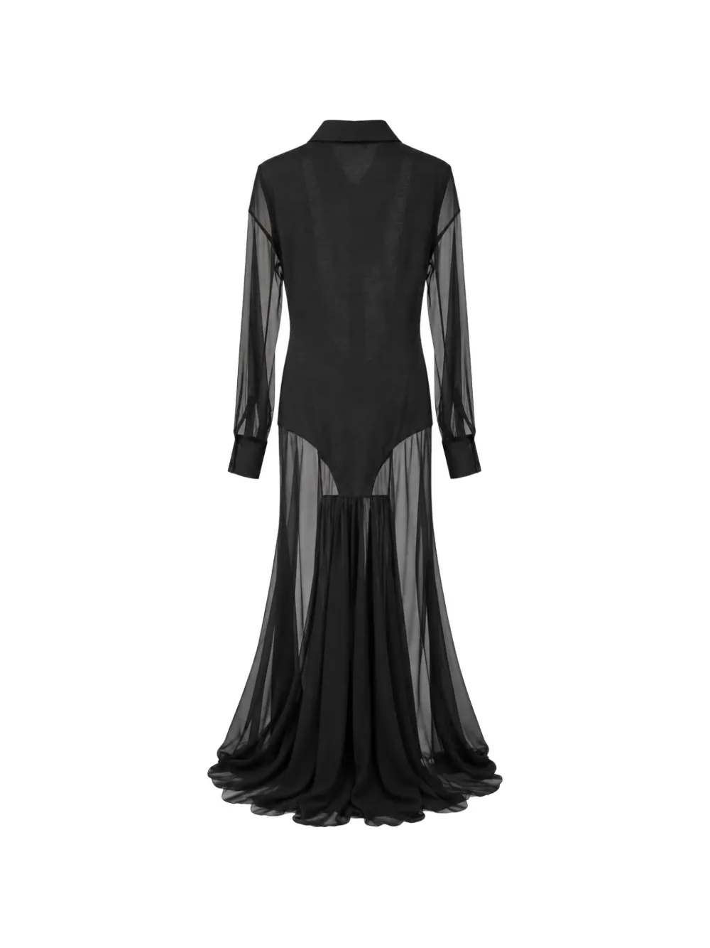 Jean Paul Gaultier sheer-panelled shirt dress Zwart