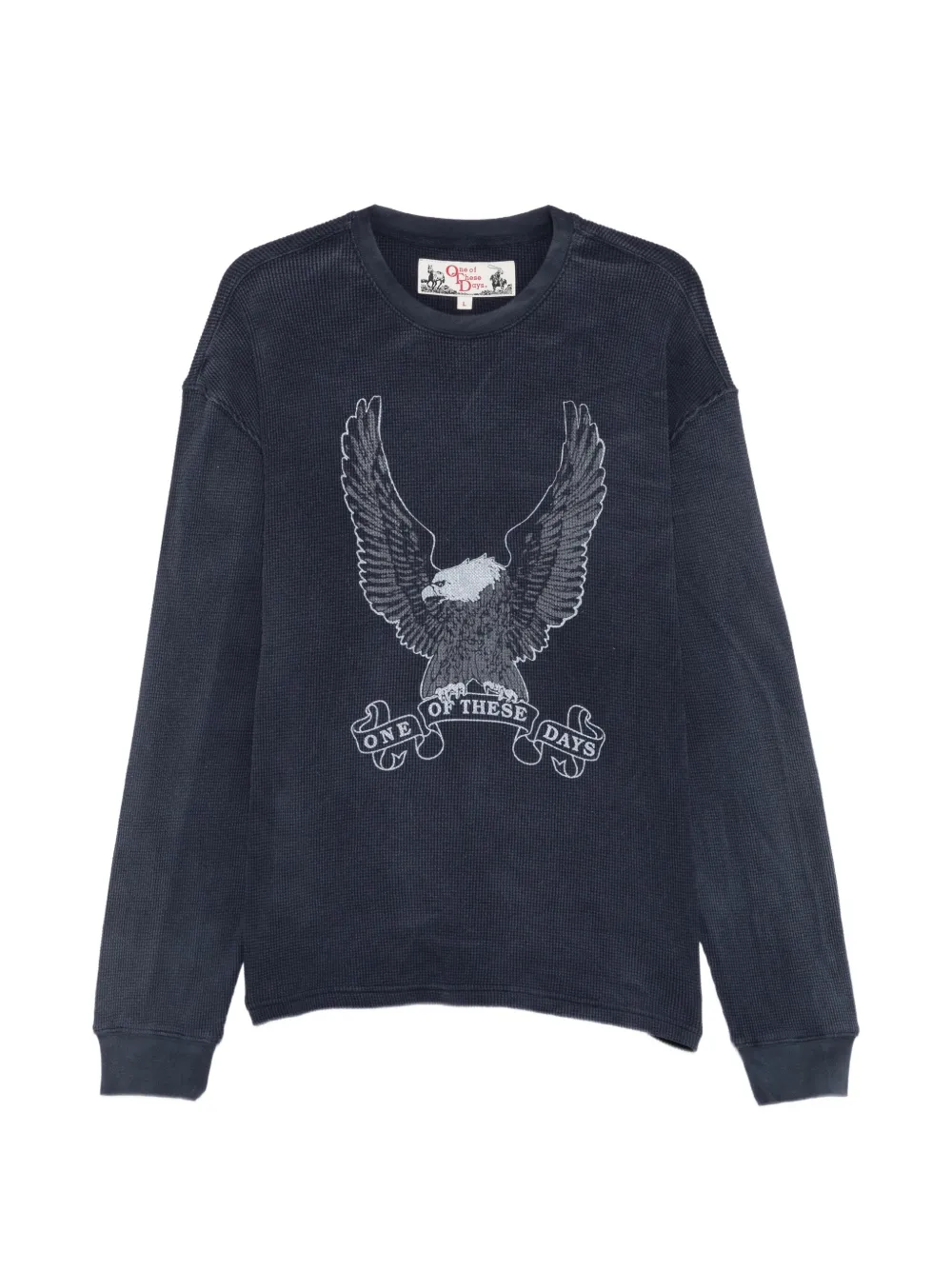 One Of These Days eagle-print waffle-knit long-sleeve T-shirt - Blau