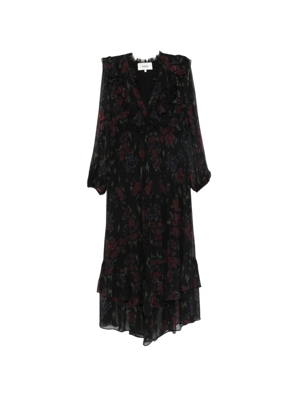 Ba&Sh Dova floral-print ruffled midi dress - Schwarz