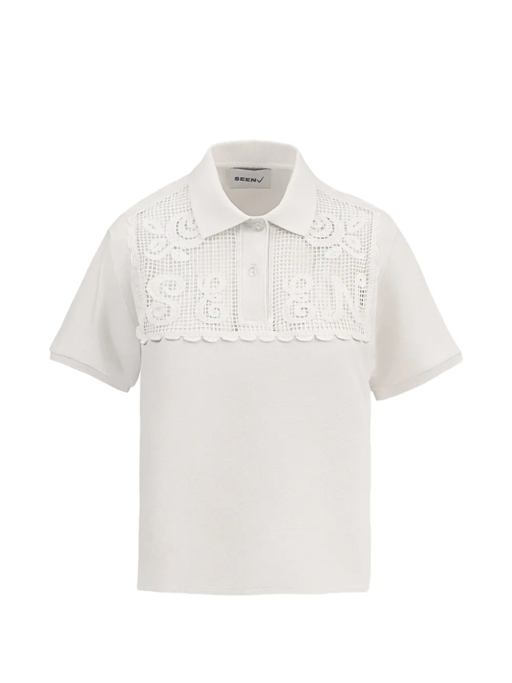 Seen Users Old School New Cool lace-overlay polo top