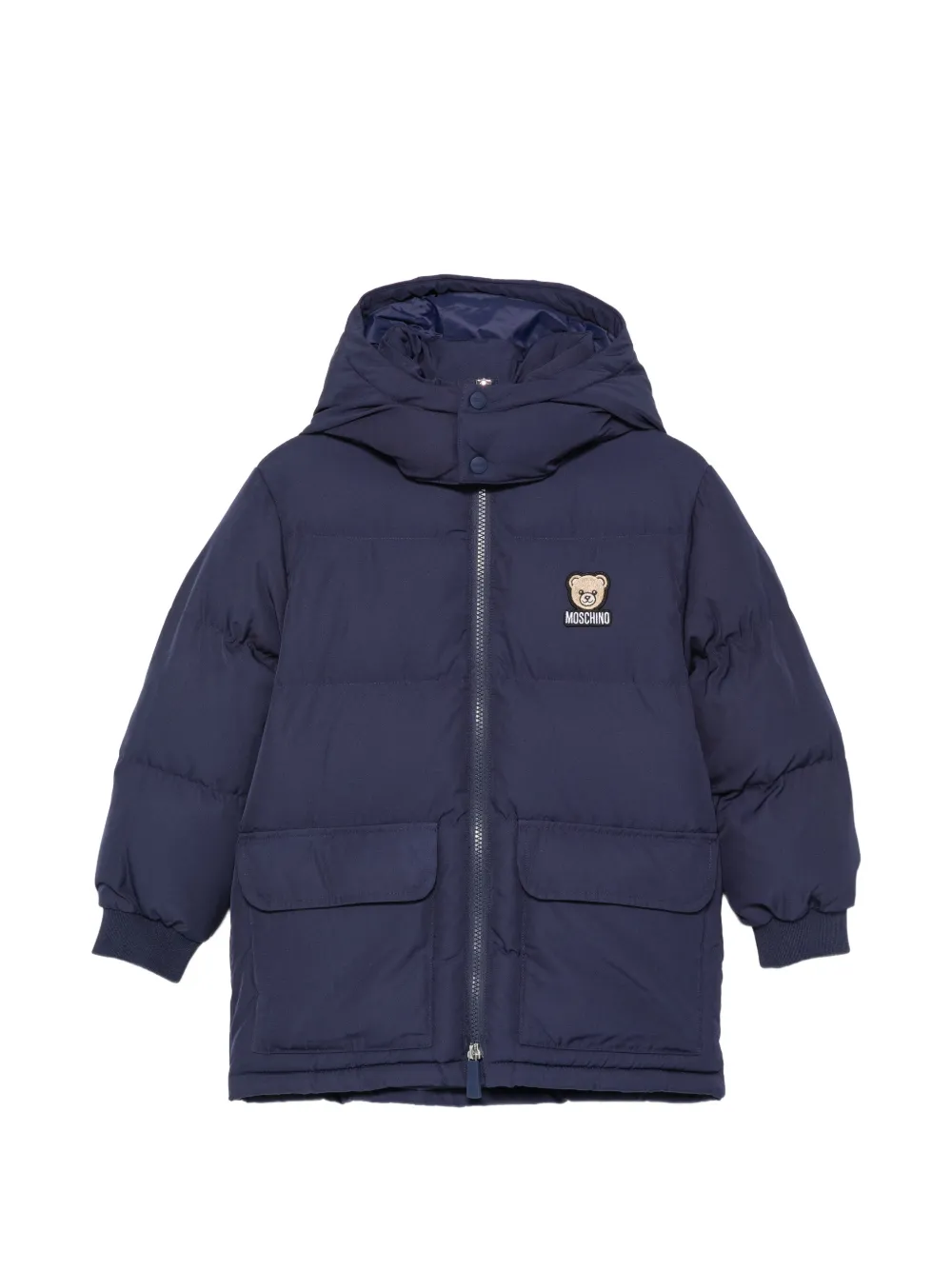 Moschino Kids Teddy Bear hooded puffer coat Blauw