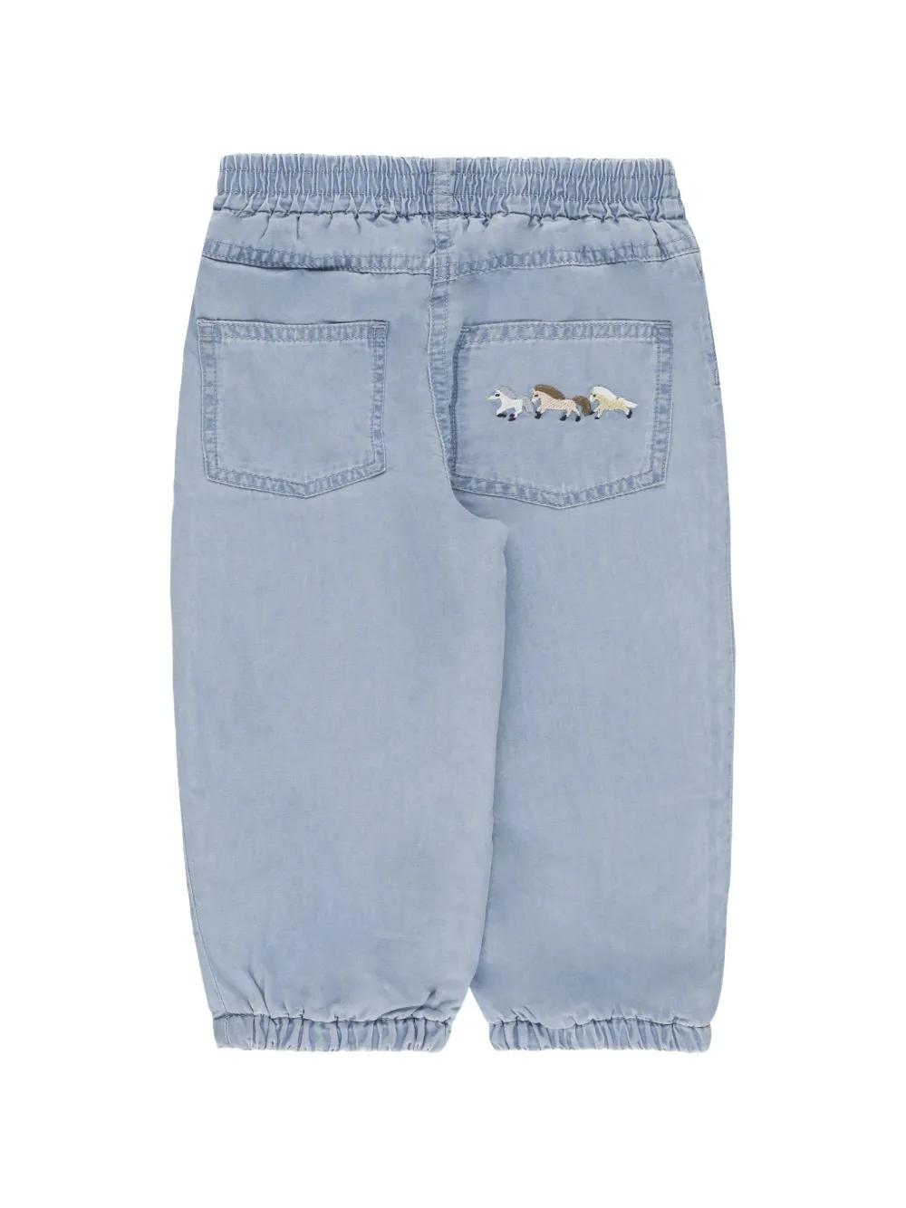 Stella McCartney Kids horse-embroidered tapered jeans Blauw