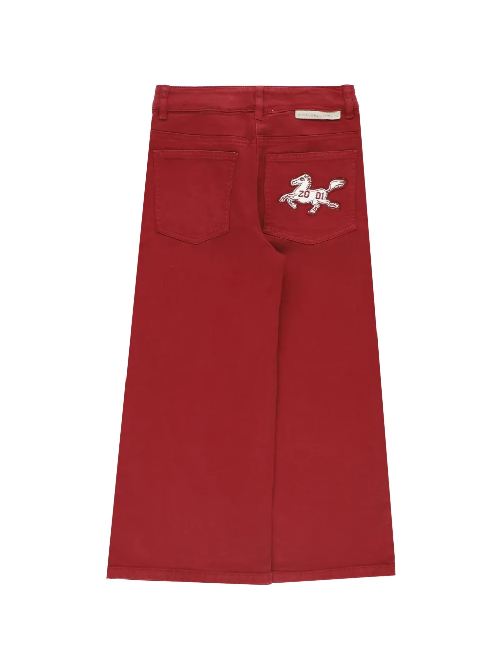 Stella McCartney Kids Broek met wijde pijpen en patchwork met paardenmotief Rood