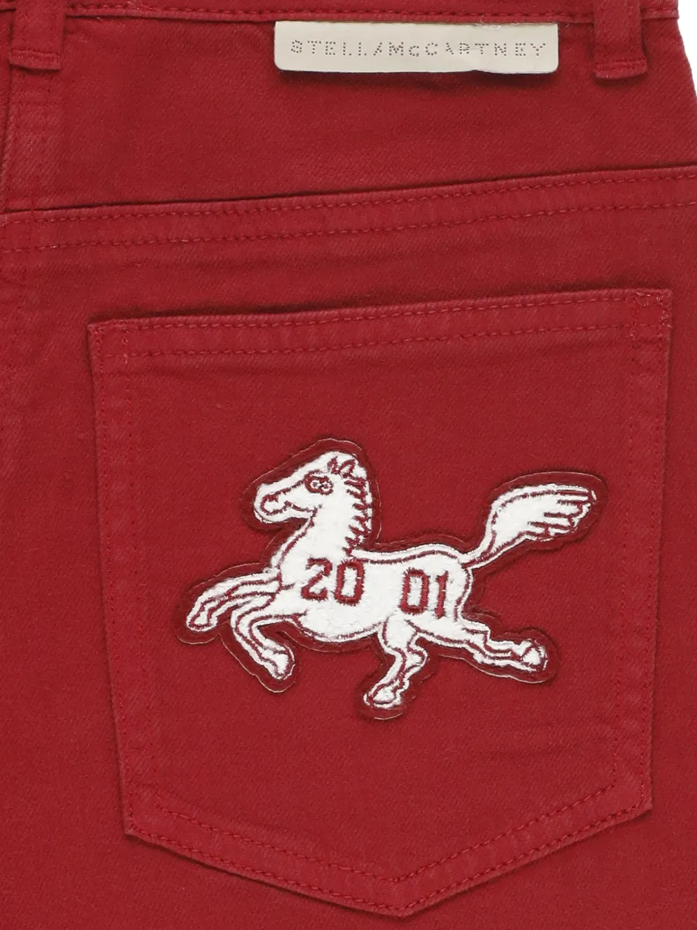 Stella McCartney Kids Broek met wijde pijpen en patchwork met paardenmotief Rood