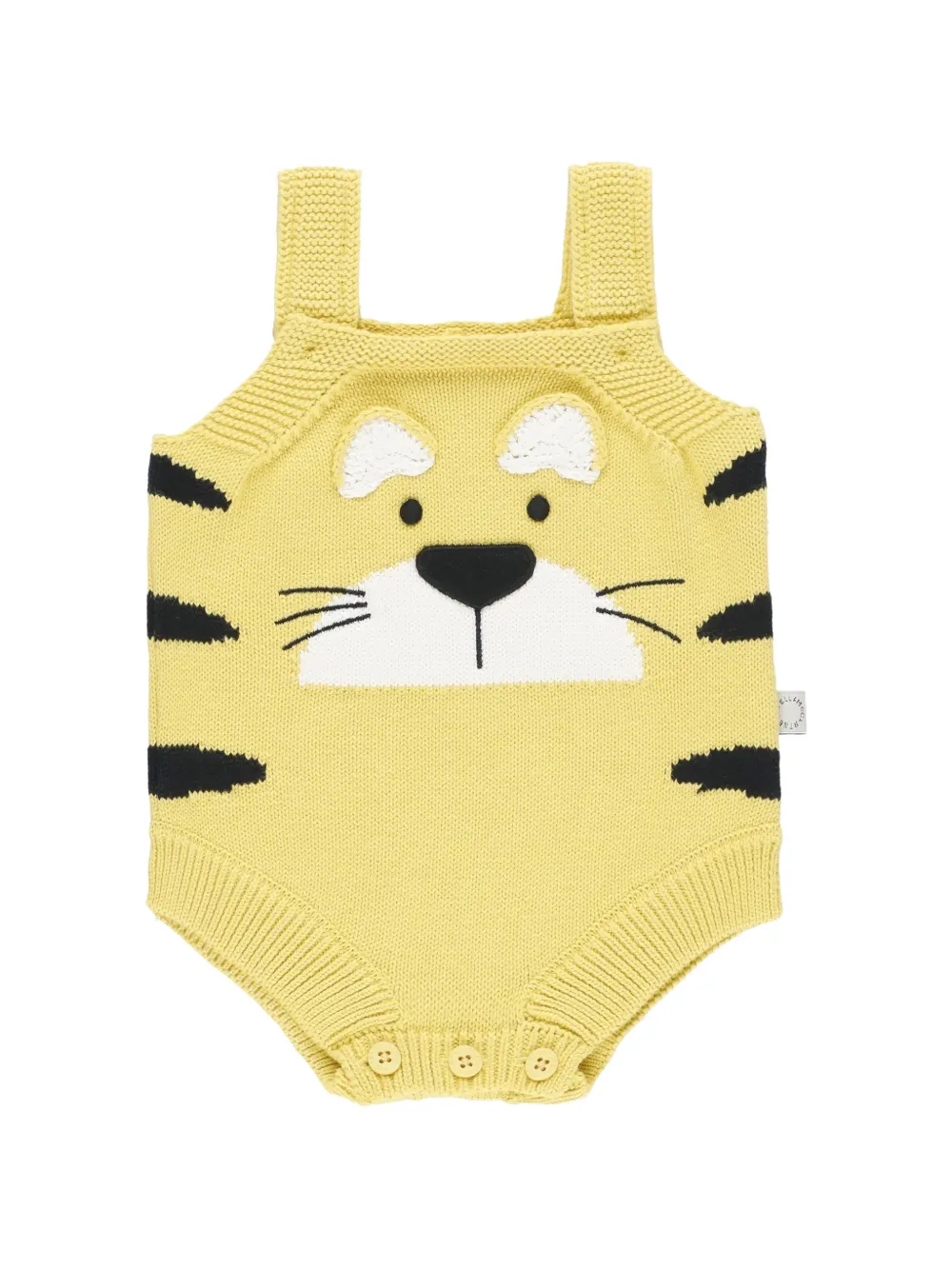 Stella McCartney Kids tiger-intarsia knitted romper - Jaune