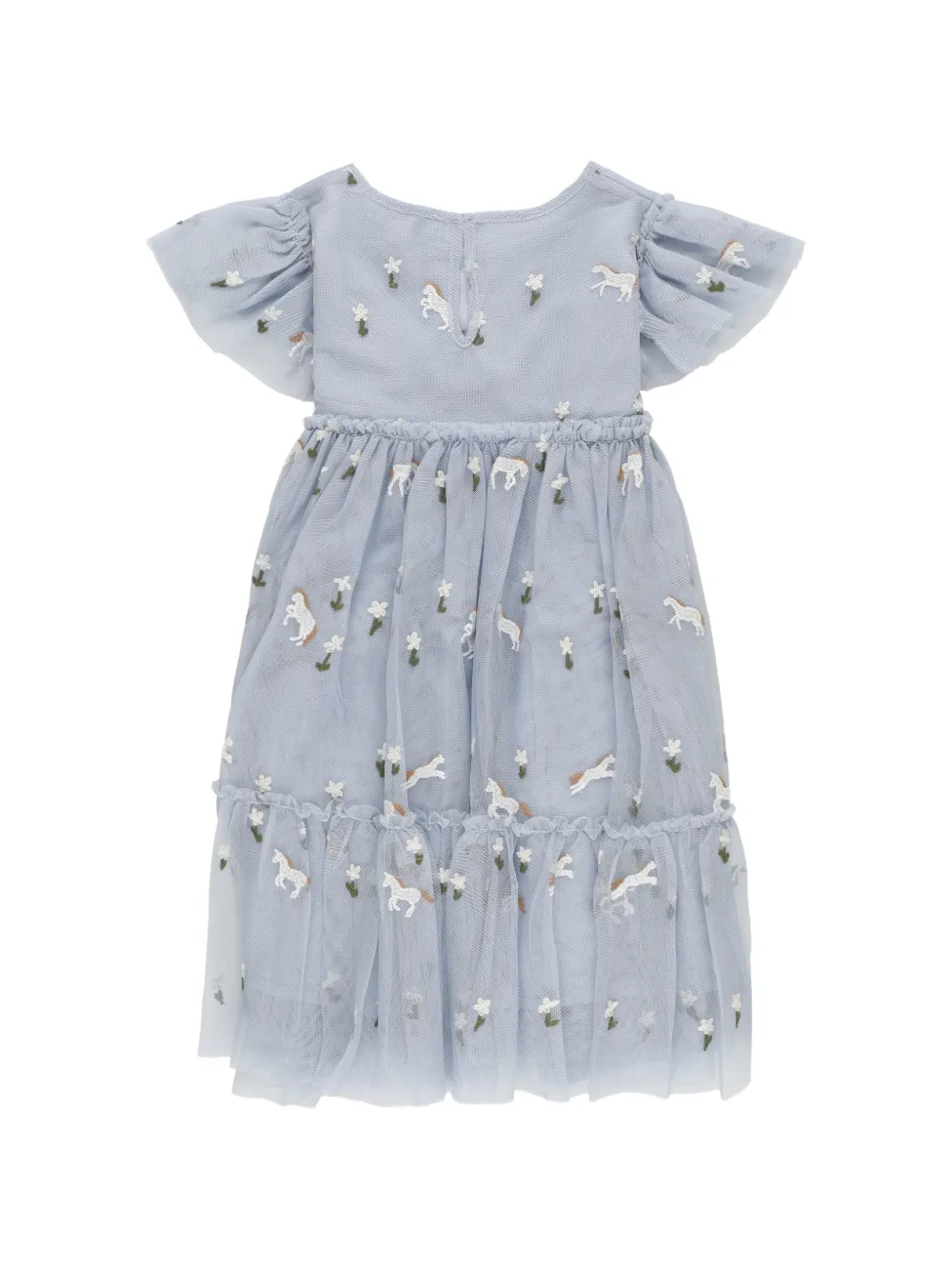 Stella McCartney Kids Tulen jurk met geborduurd paard Blauw