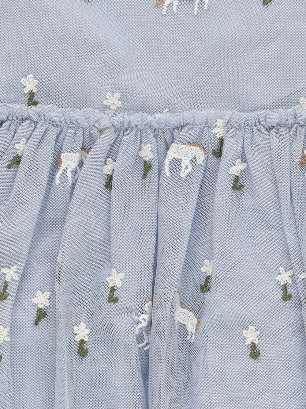 Stella McCartney Kids Tulen jurk met geborduurd paard Blauw