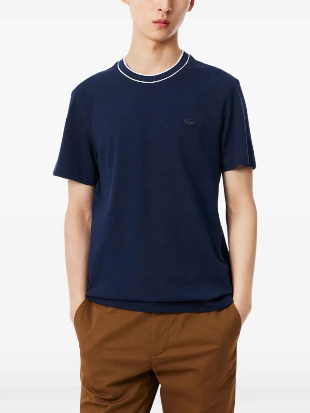 Lacoste T-shirt met contrasterende afwerking Blauw