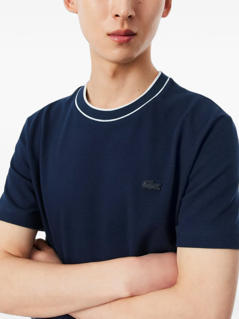 Lacoste T-shirt met contrasterende afwerking Blauw