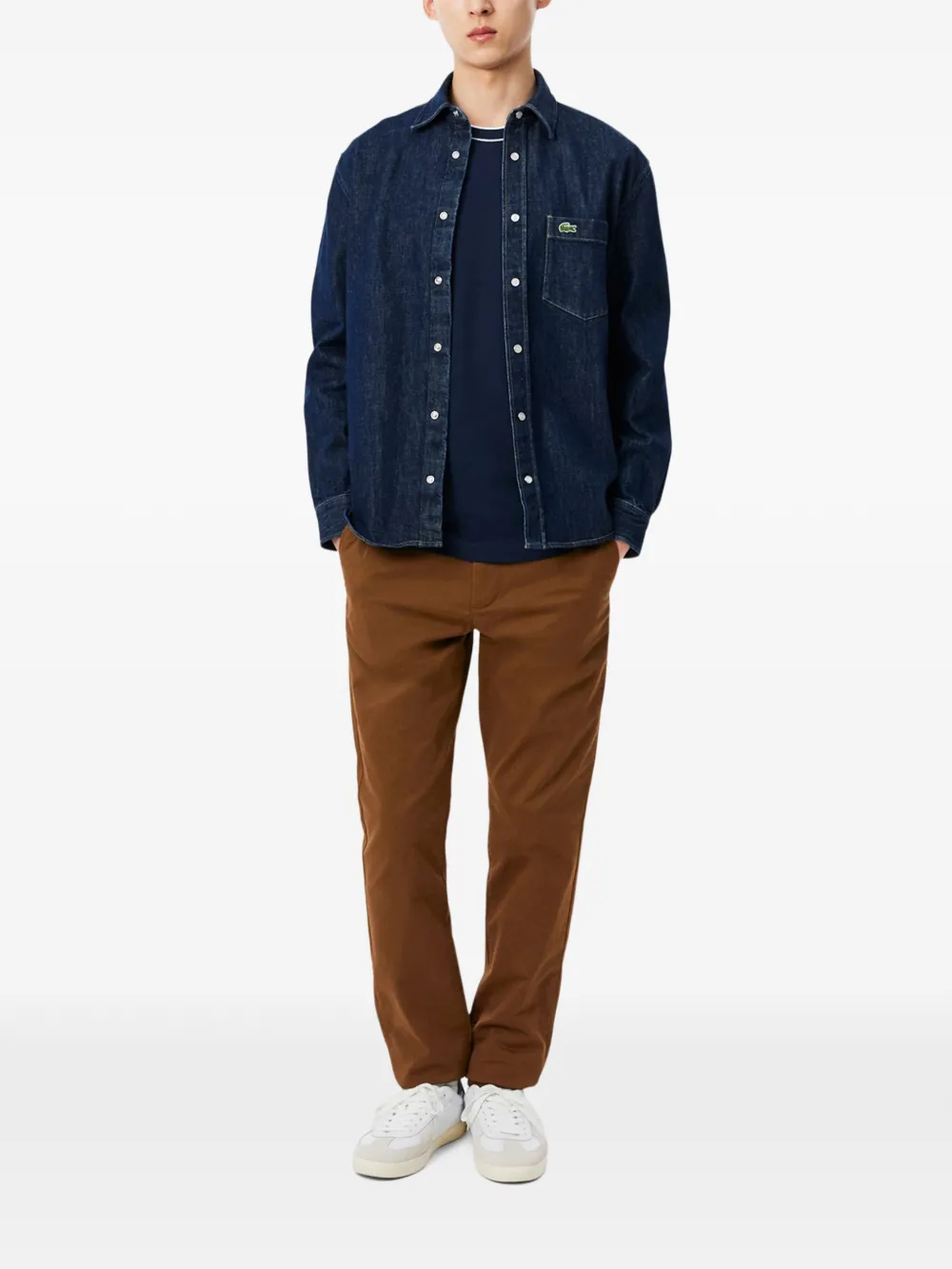 Lacoste T-shirt met contrasterende afwerking Blauw