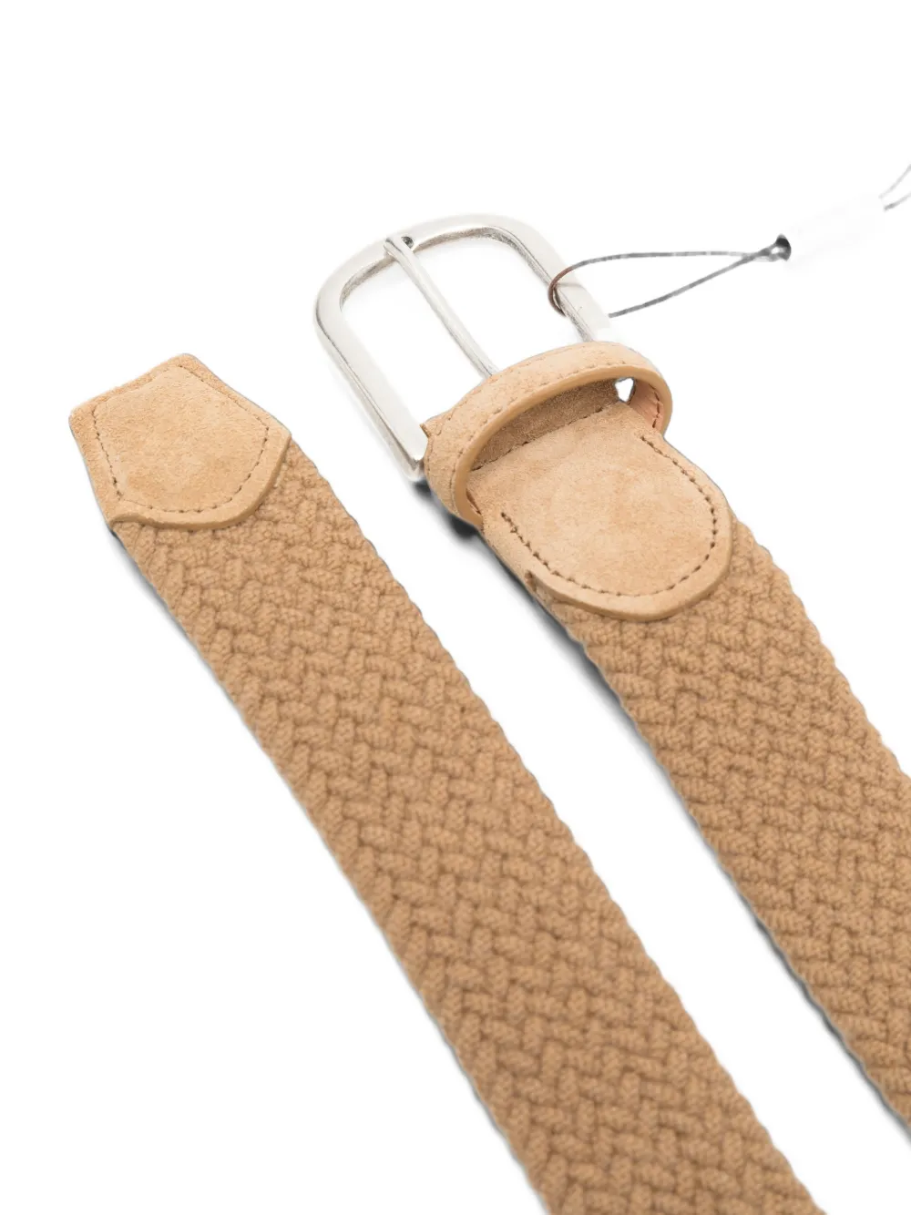 Canali braided suede-trim belt Beige