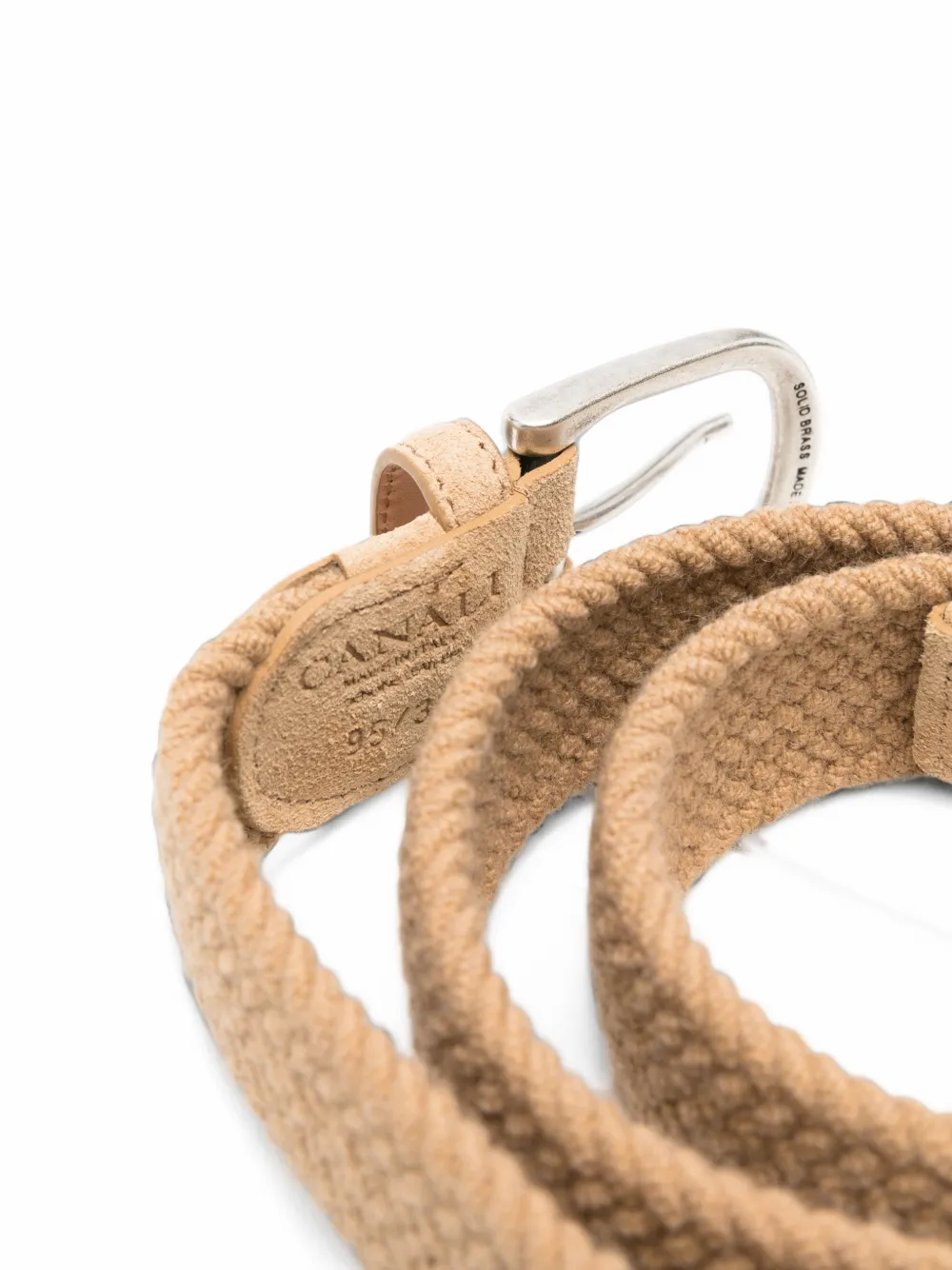 Canali braided suede-trim belt Beige
