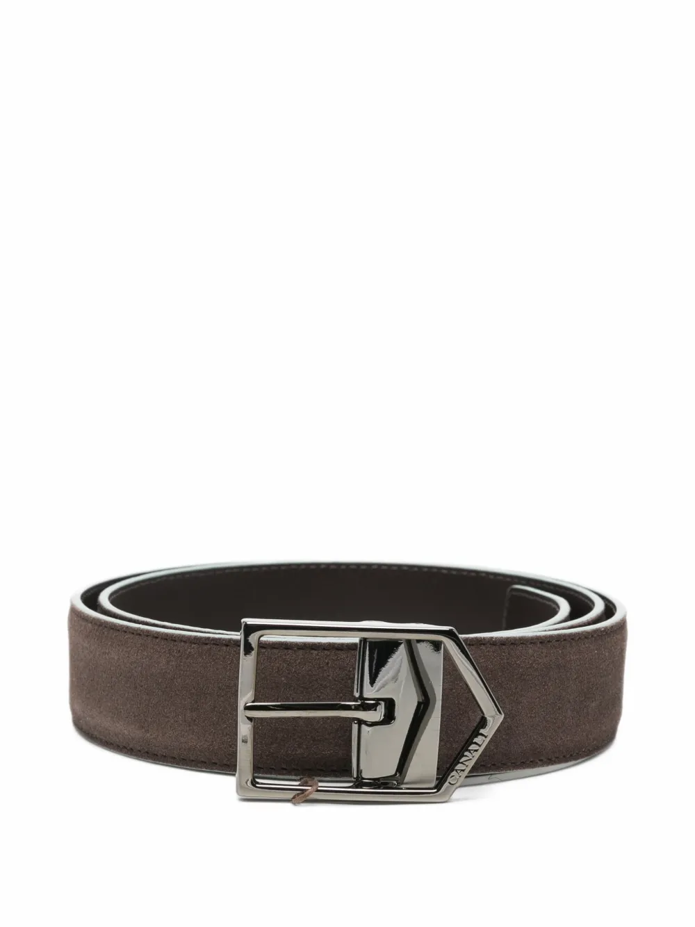 Canali suede logo-engraved belt - Braun