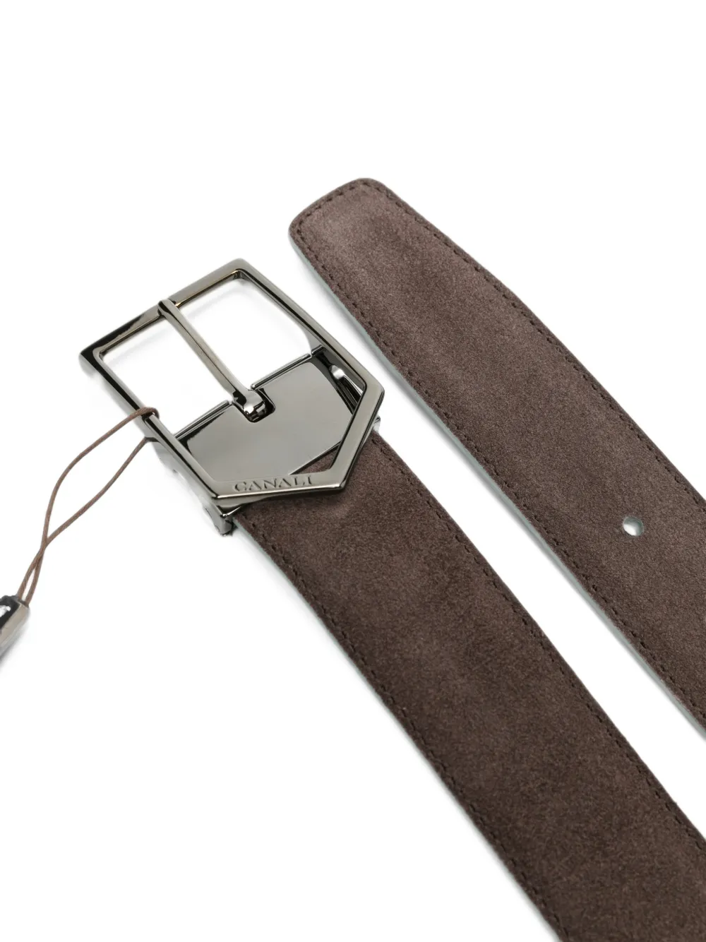 Canali suede logo-engraved belt Bruin