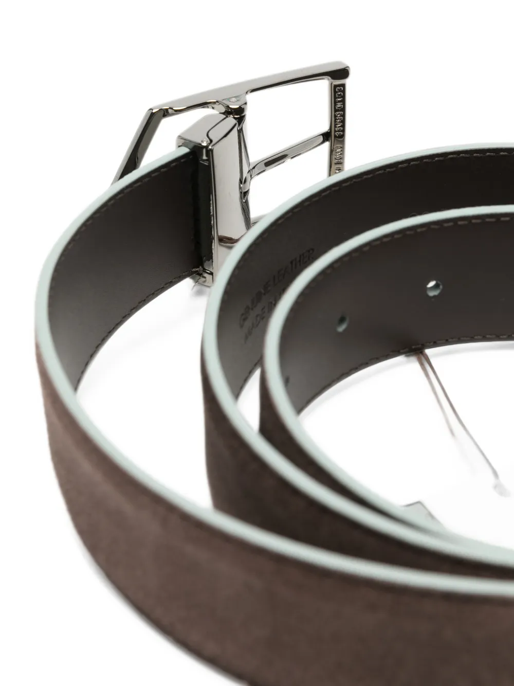 Canali suede logo-engraved belt Bruin
