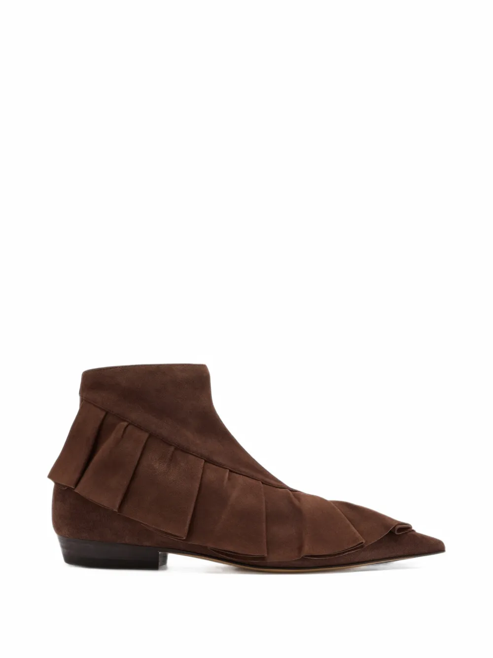 JW Anderson ruffle-trim suede ankle boots - Marron JW Anderson ruffle-trim suede ankle boots - Marron
