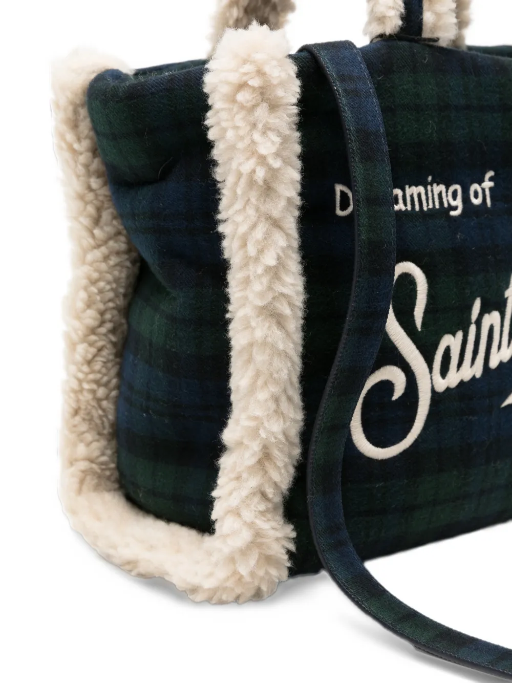 MC2 Saint Barth Colette tartan shearling-effect tote bag Blauw