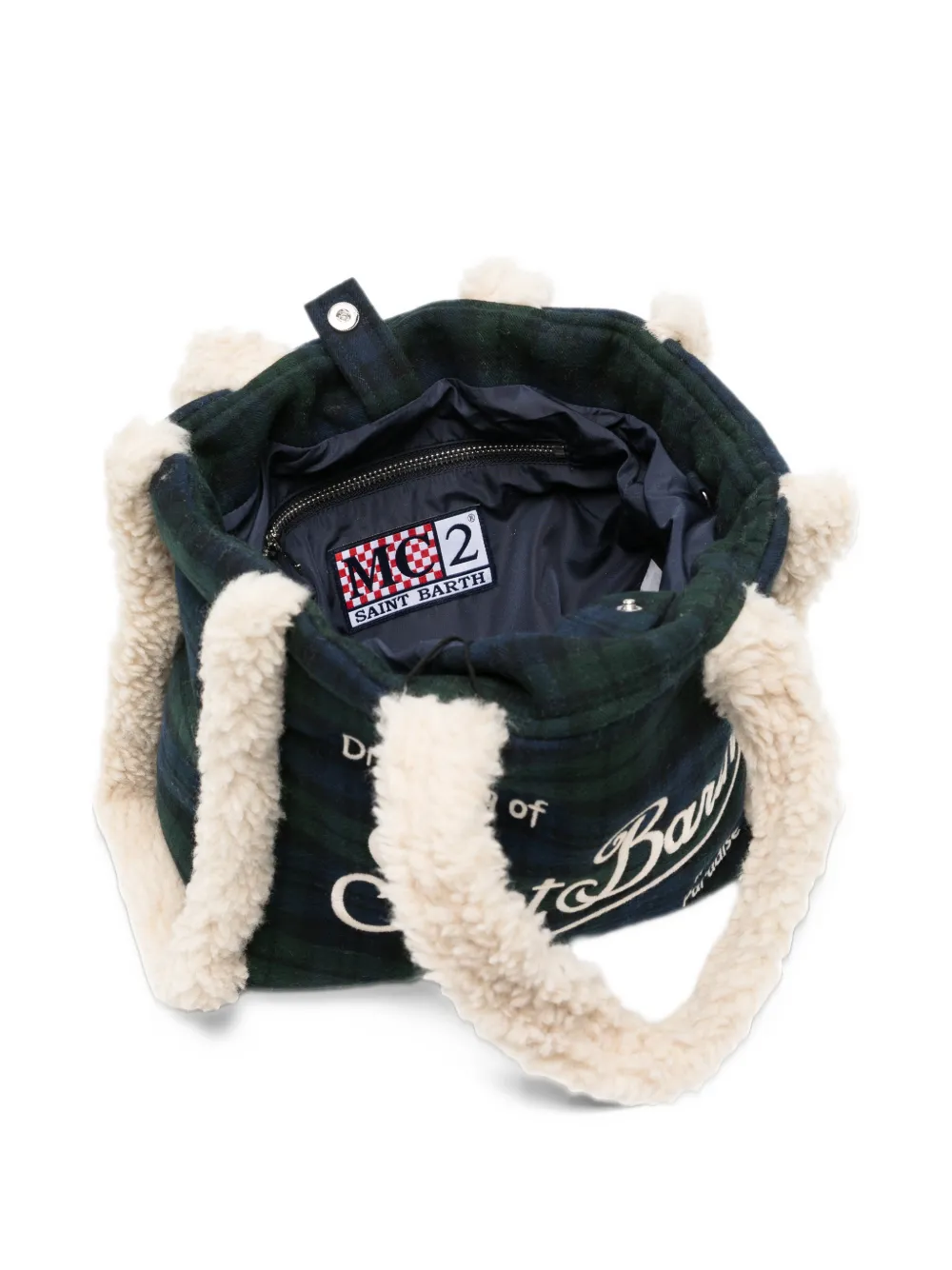 MC2 Saint Barth Colette tartan shearling-effect tote bag Blauw