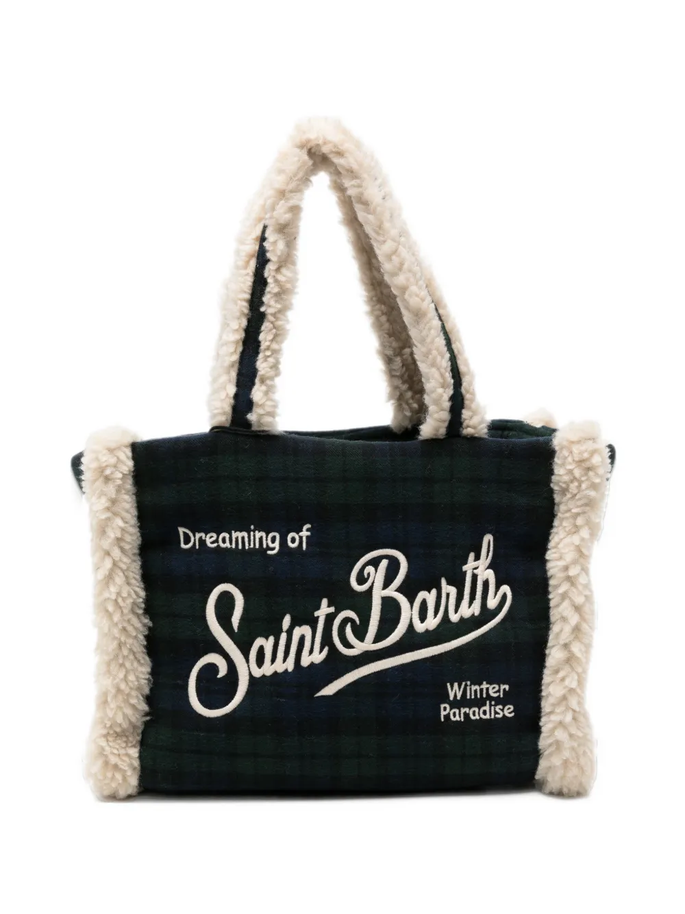 MC2 Saint Barth Colette tartan shearling-effect tote bag Blauw