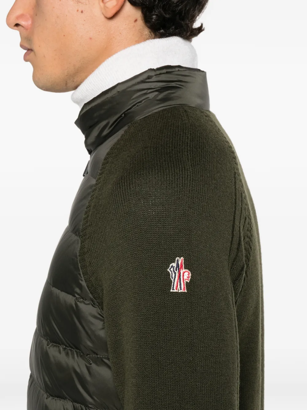 Moncler Grenoble quilted-panel padded jacket Groen