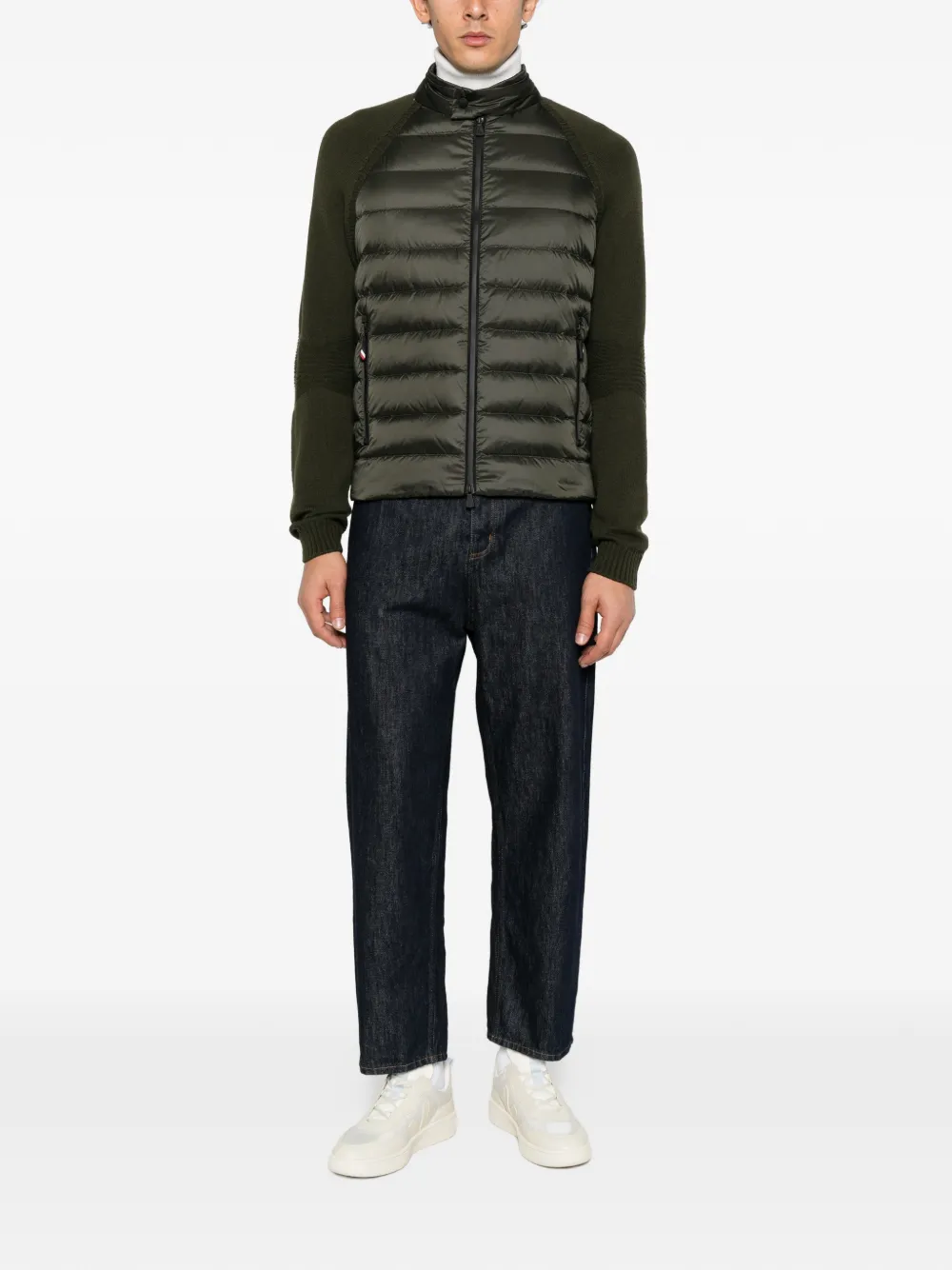 Moncler Grenoble quilted-panel padded jacket Groen