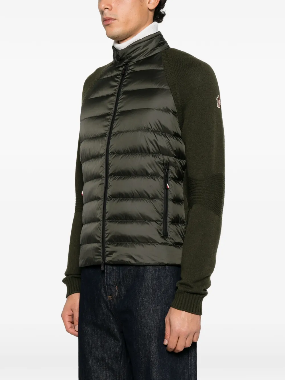 Moncler Grenoble quilted-panel padded jacket Groen