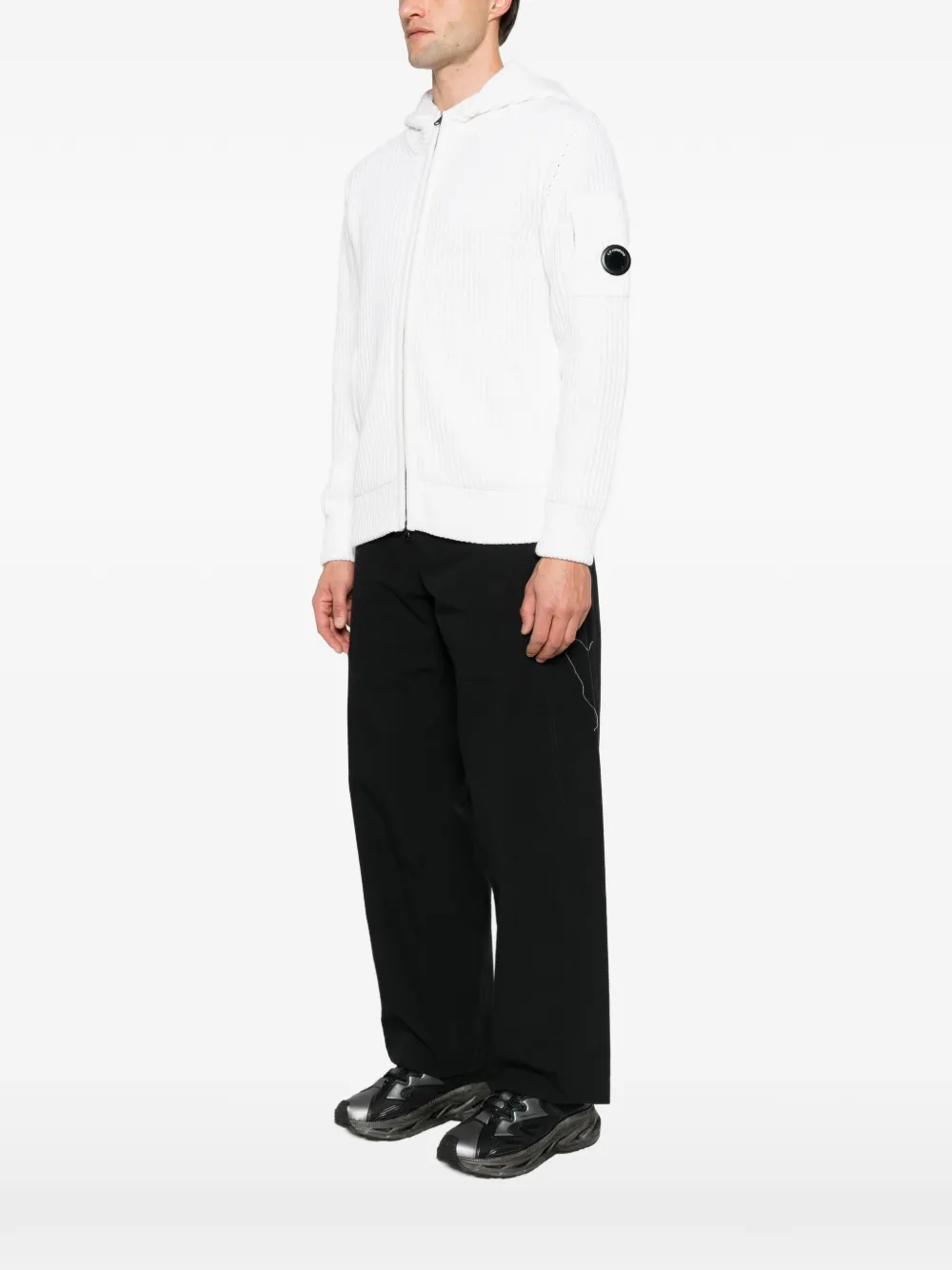 C.P. Company ribbed-knit Lens cardigan Wit