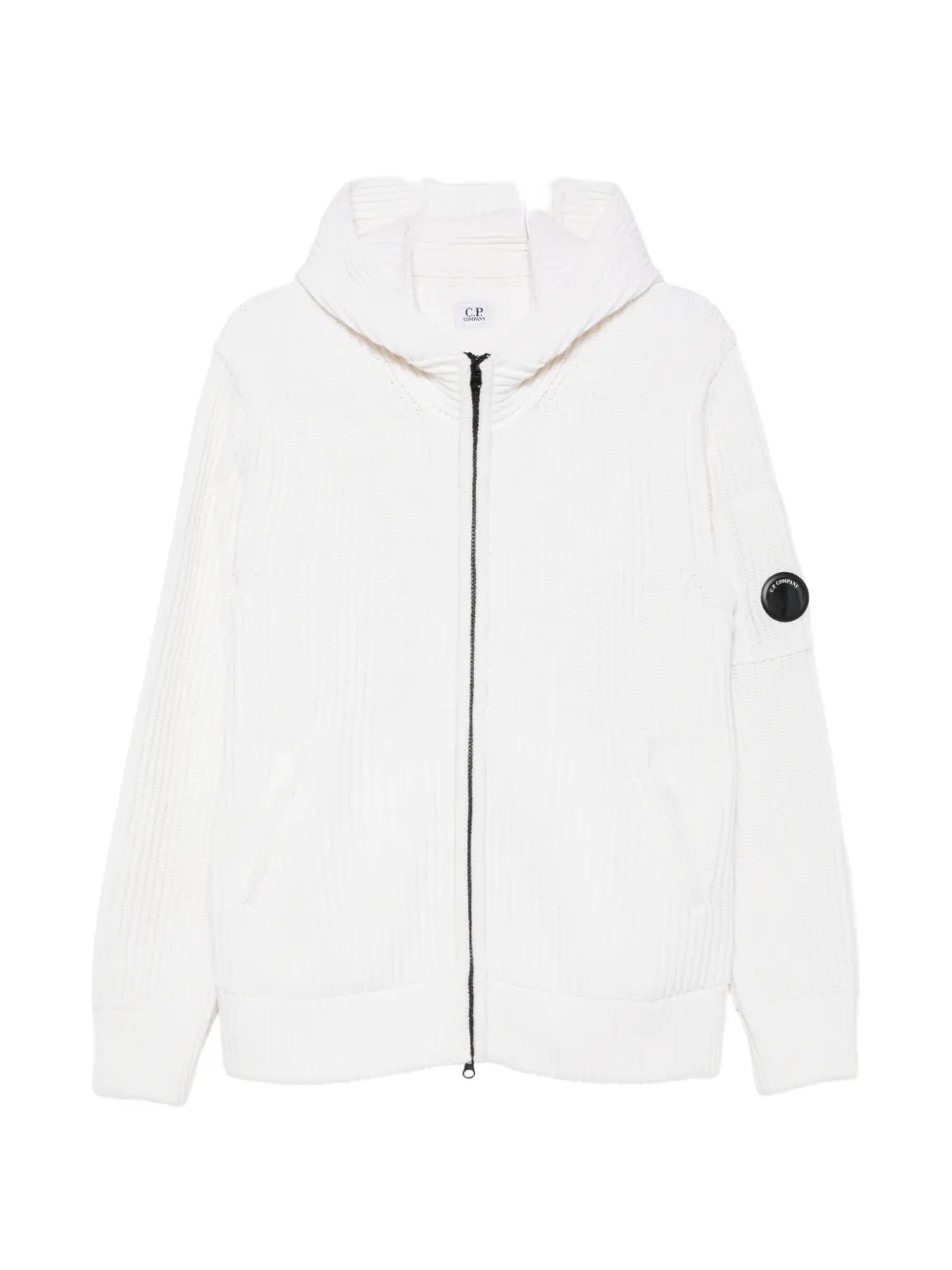 C.P. Company ribbed-knit Lens cardigan - Bianco
