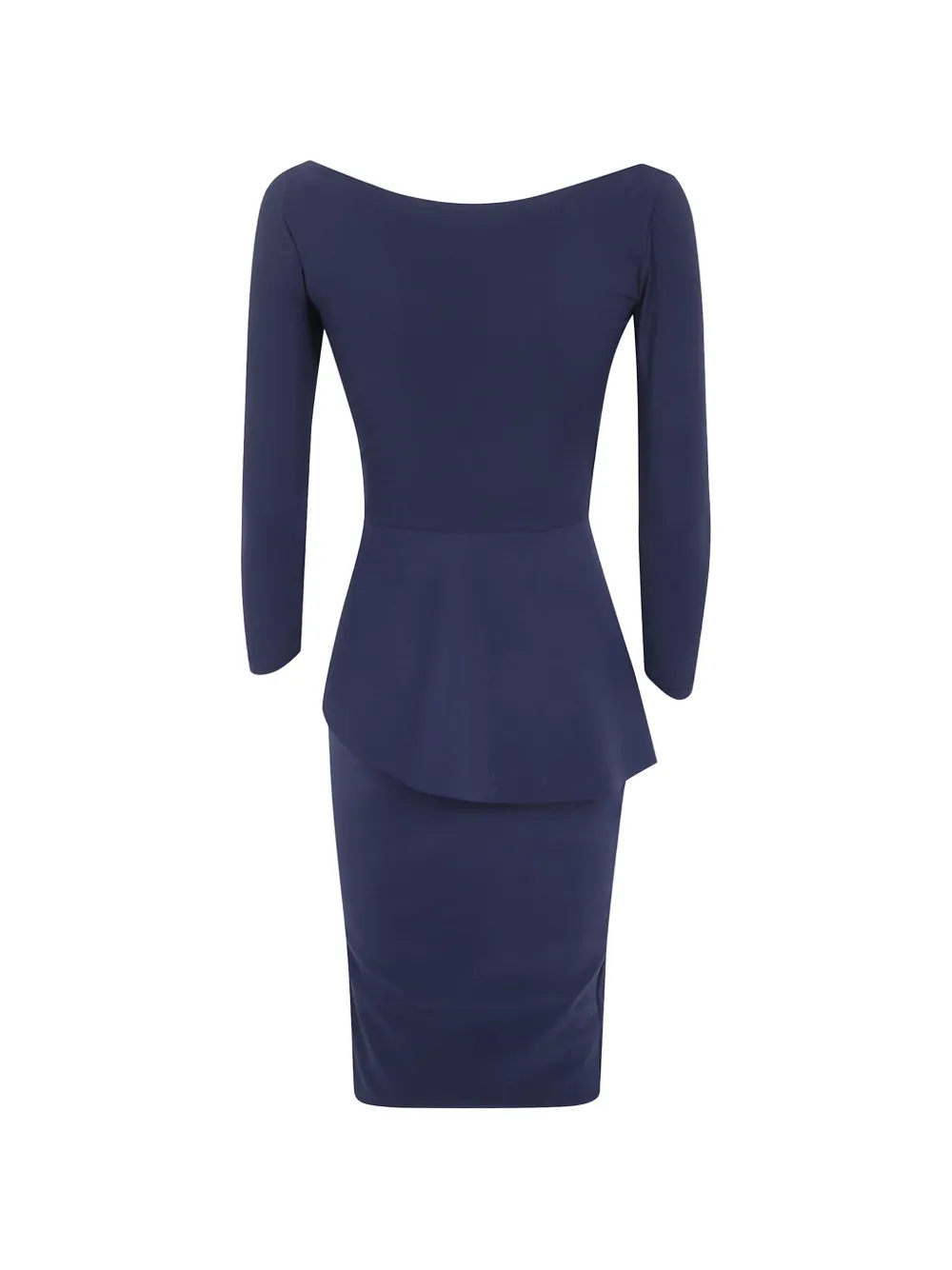 CHIARA BONI La Petite Robe Ariane midi-jurk met ronde hals en ruches Blauw