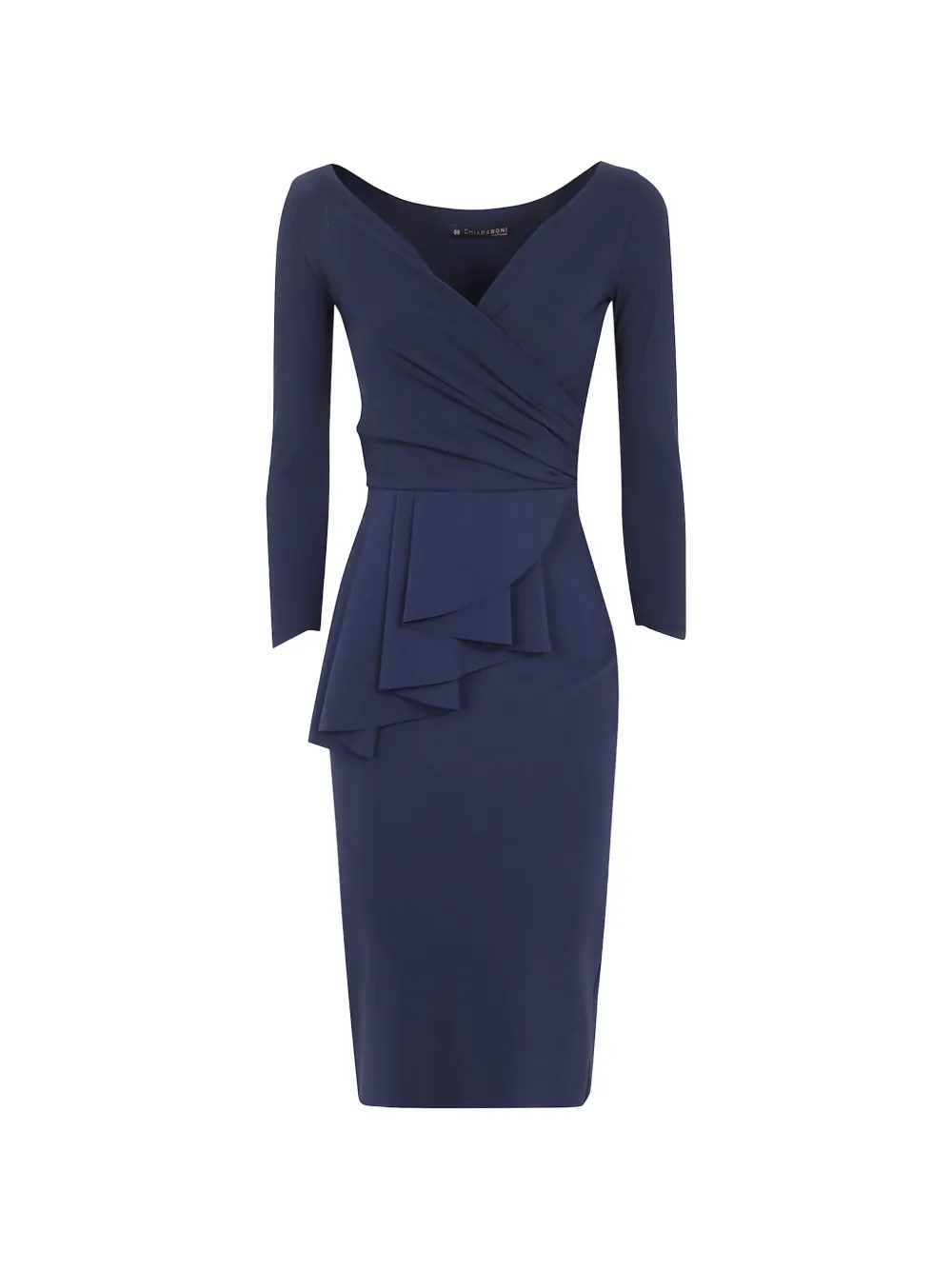 CHIARA BONI La Petite Robe Ariane midi-jurk met ronde hals en ruches Blauw