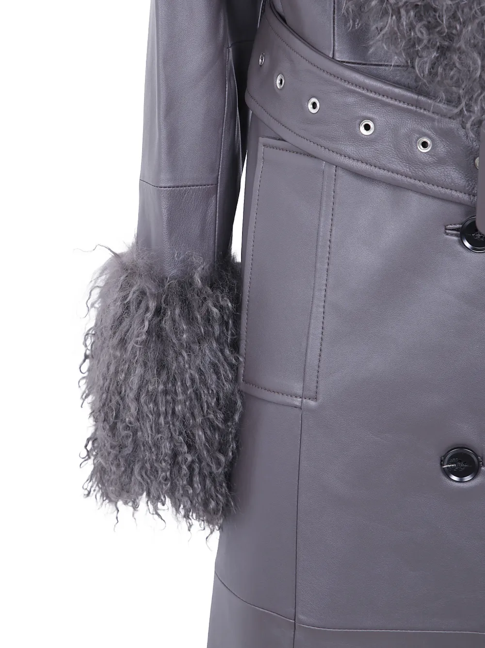 STAND STUDIO Jas met ceintuur en afwerking met textuur Grijs