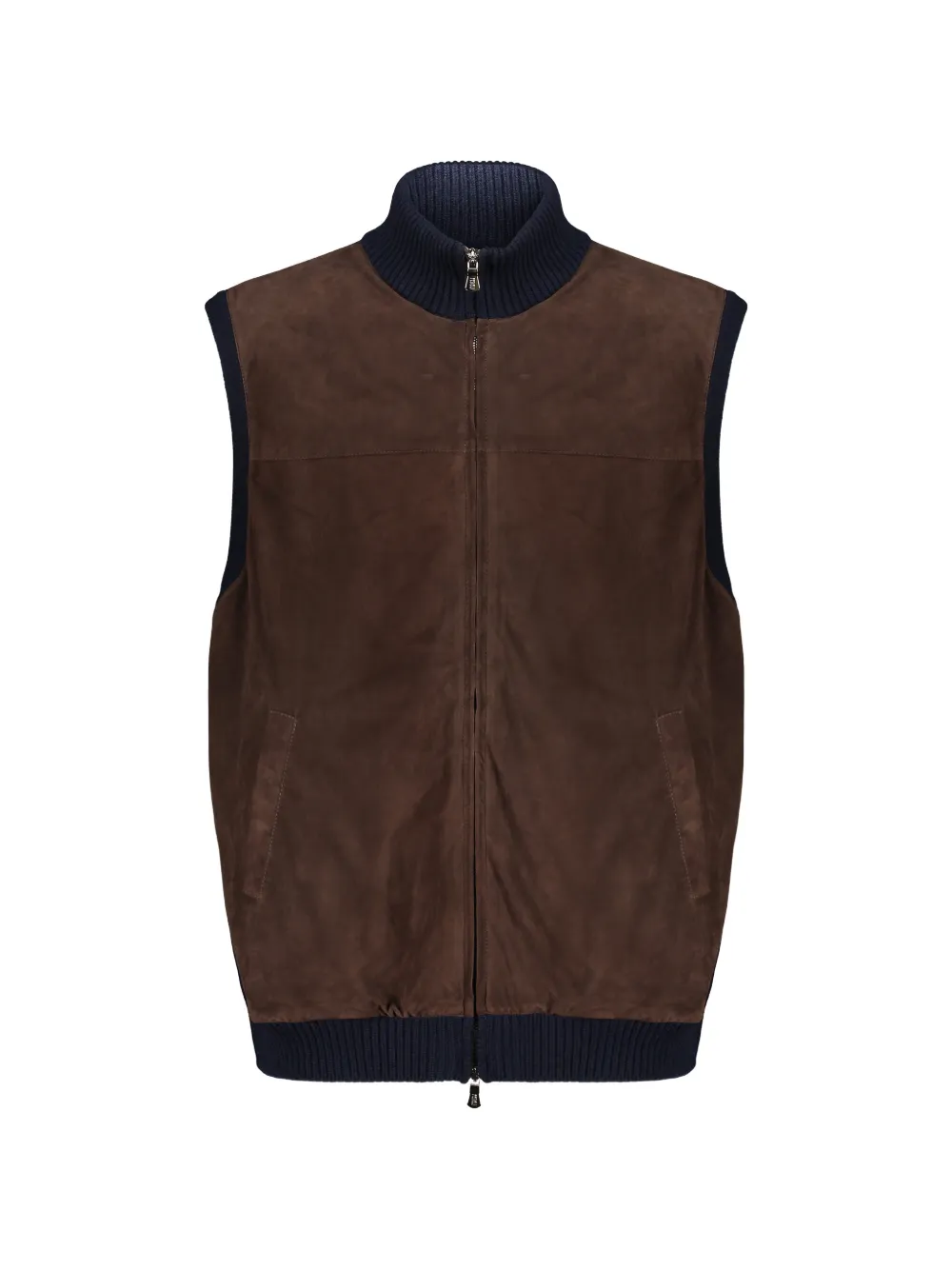 Fedeli panelled zip-up gilet - Brown