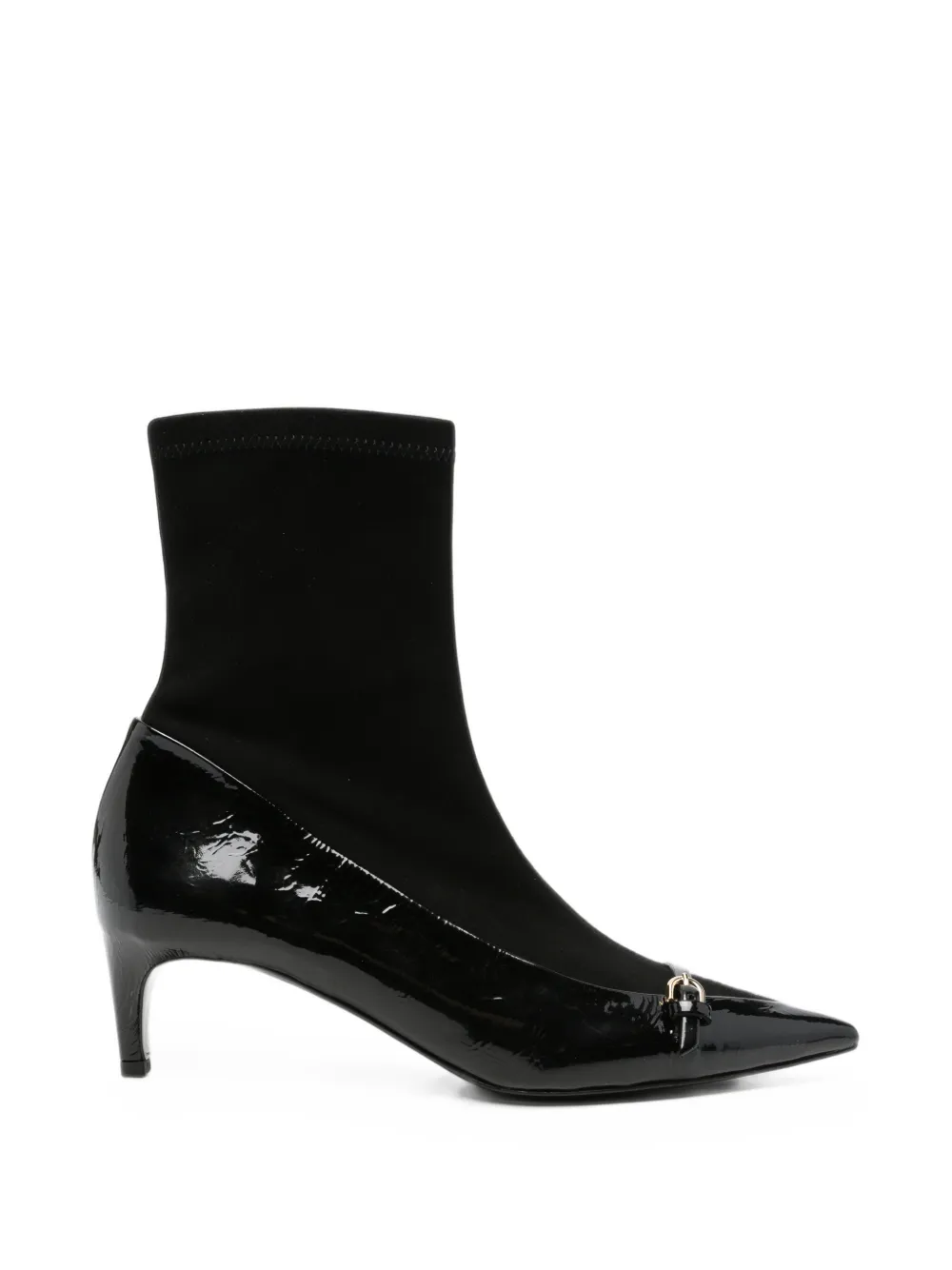 Del Carlo Patent-finish Buckled Ankle Boots In Black