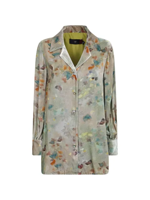 HUI MILANO Hemd aus Samt mit Blumenprint