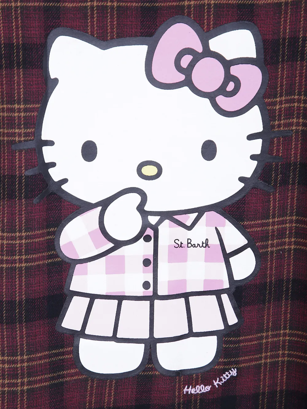 MC2 Saint Barth Lully cotton flannel shirt with Hello Kitty-embroidery special edition Rood