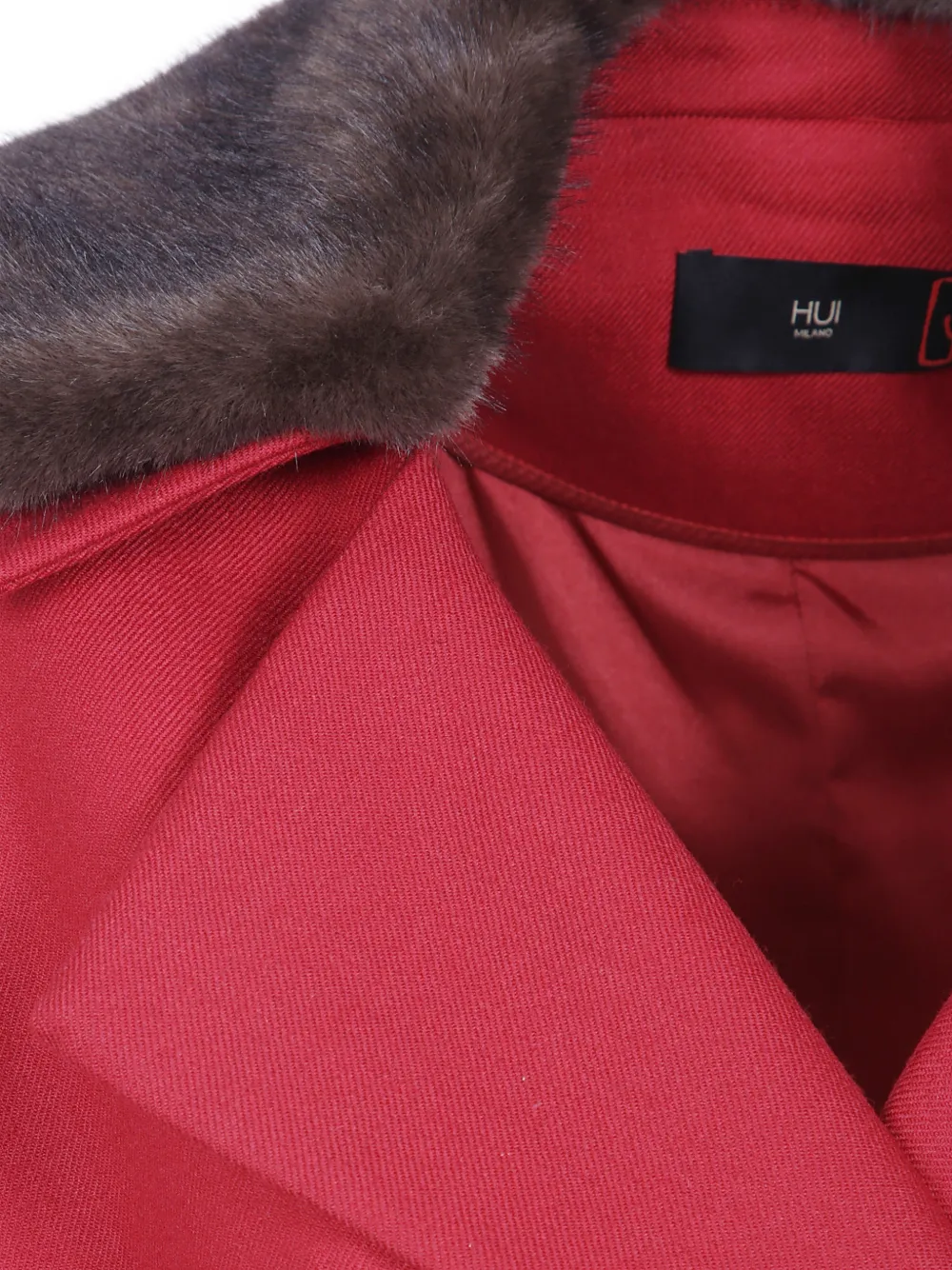 HUI MILANO Mantel van imitatiebont Rood