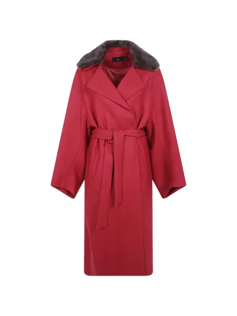HUI MILANO faux-fur collar belted coat