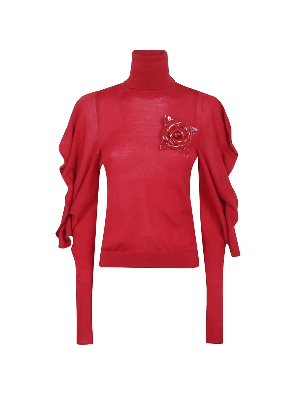 Blumarine high-neck draped-sleeve sweater - Rot