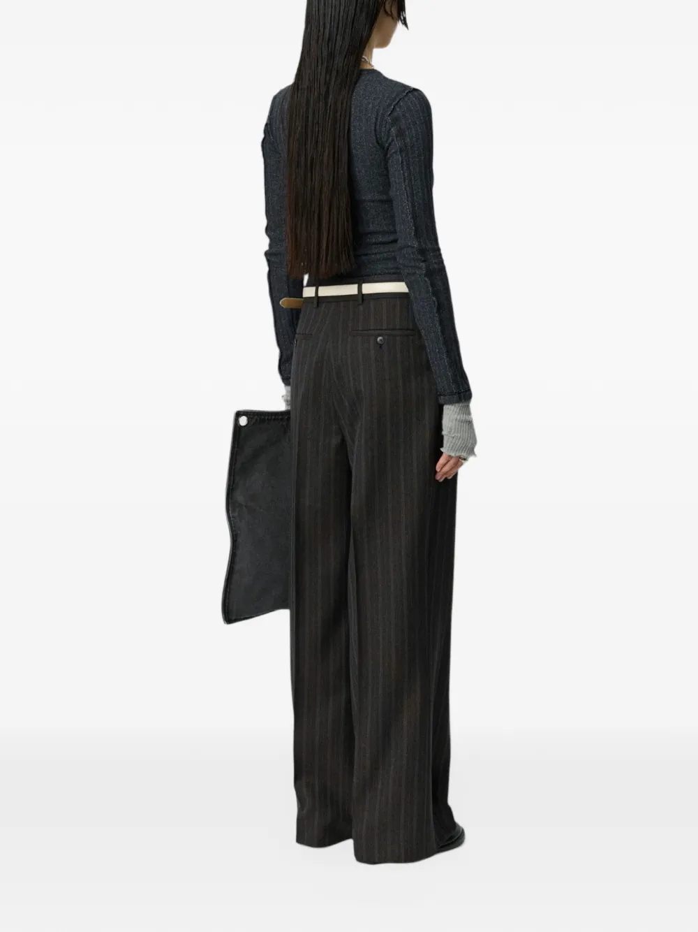 mfpen Pantalon met krijtstreep Bruin