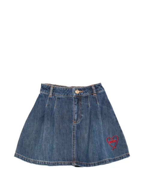 Moschino Kids logo-embroidered pleated skirt