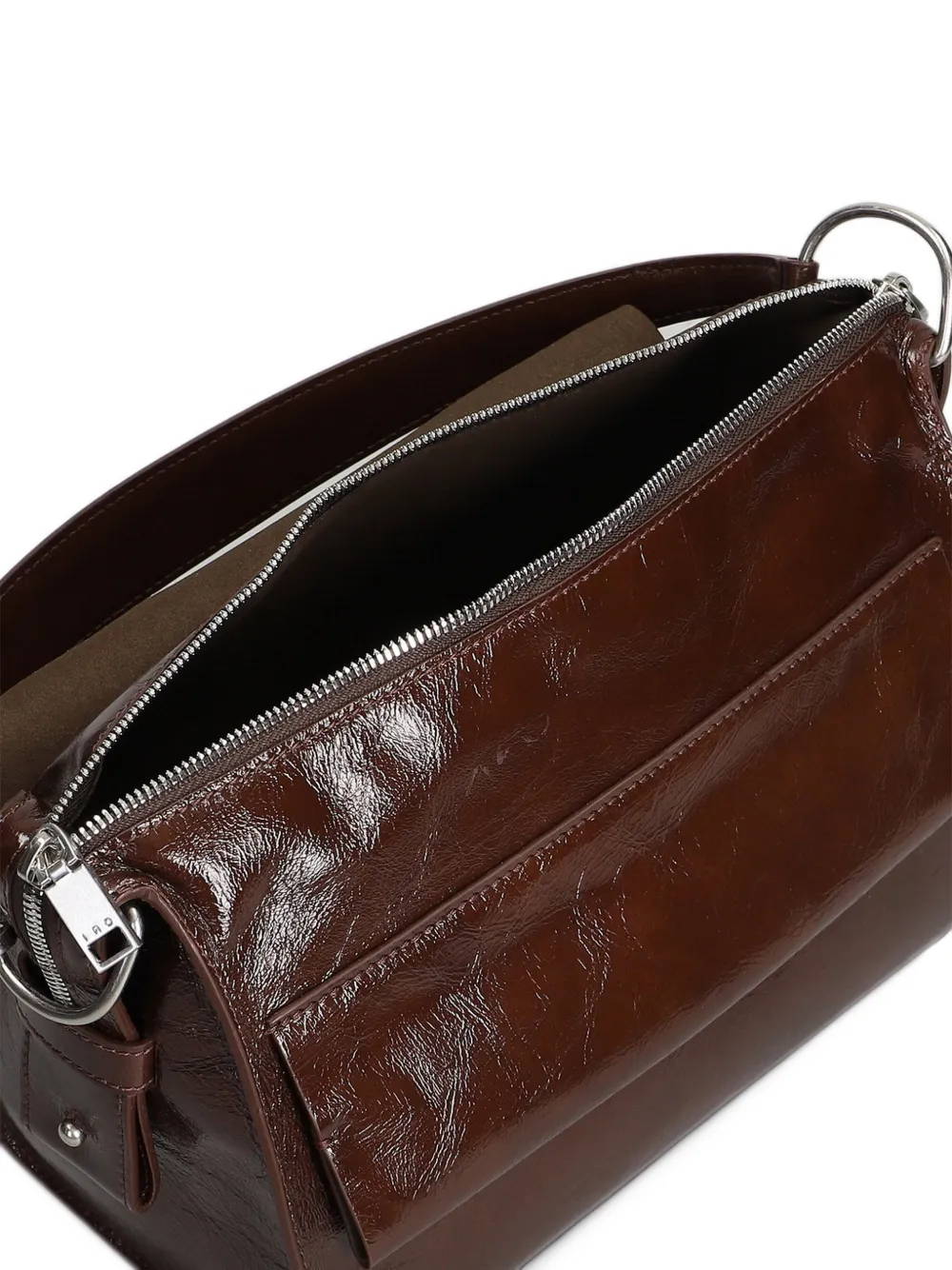 IRO Camera Loop Patent crinkled-leather shoulder bag Bruin