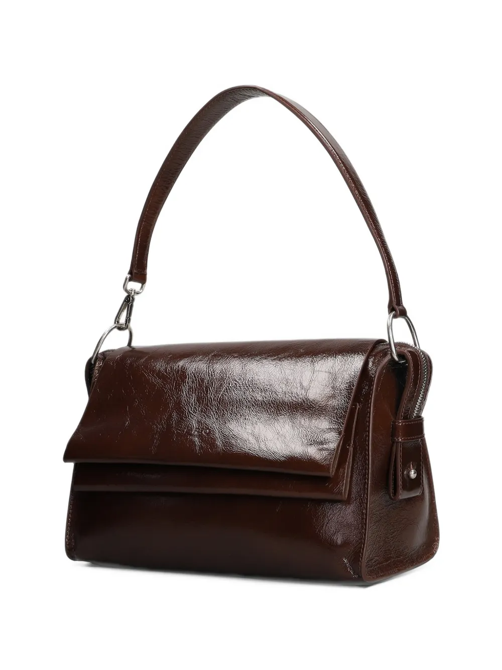 IRO Camera Loop Patent crinkled-leather shoulder bag Bruin