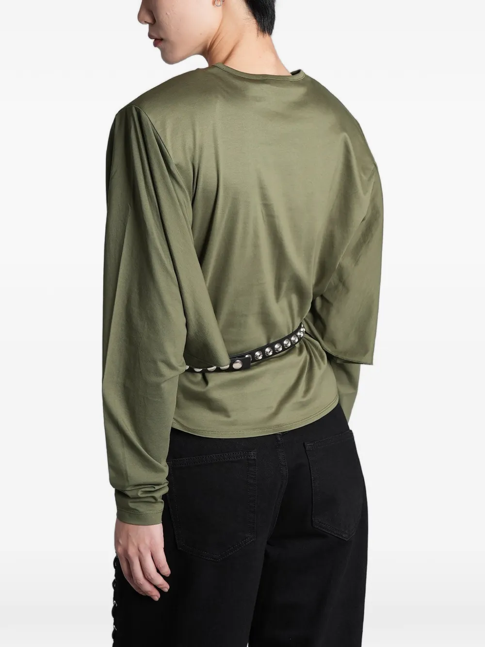 IRO Arum T-shirt met gewatteerde schouders en lange mouwen Groen