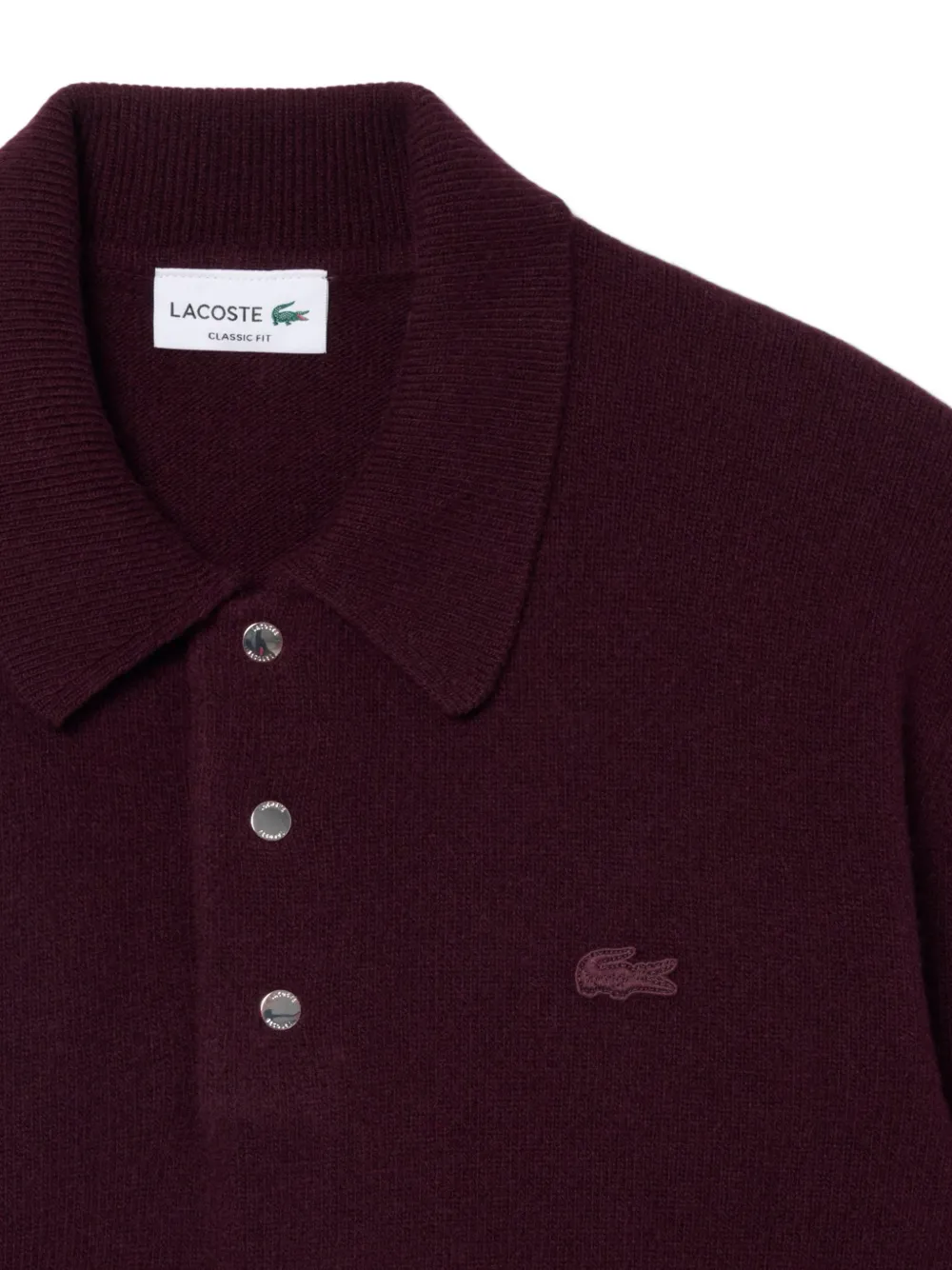 Lacoste Wollen-vilten trui met polokraag Paars