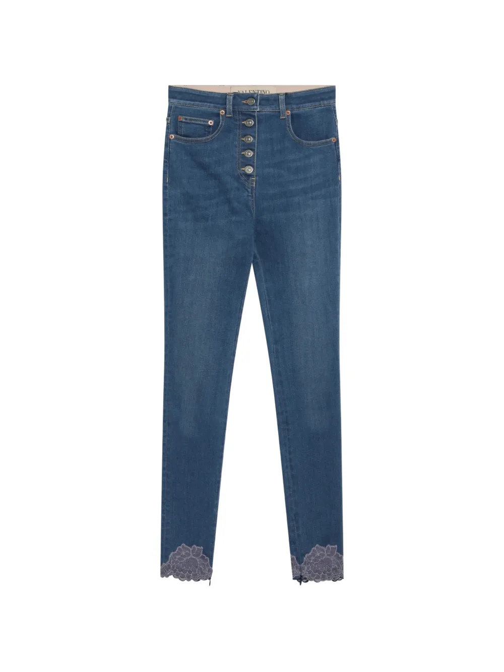 Valentino Garavani lace-trim button-fly jeans - Blu